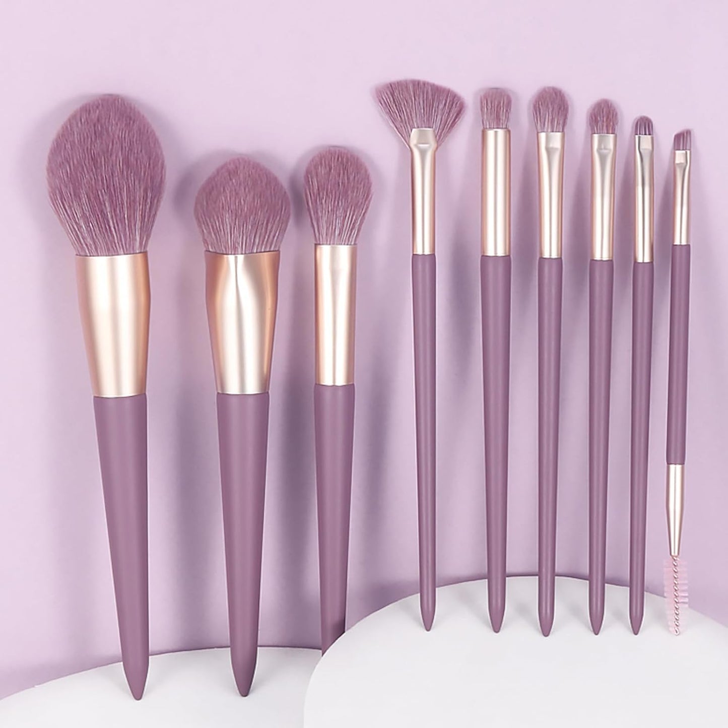 Purple Natural Fiber Makeup Brushes Set with Case, Vegan Makeup Brush Set Professional by , Colorful Cosmetic Brushes Makeup Set, Make up Brush Set Professional, Purple Makeup Brush Set Vegan.
