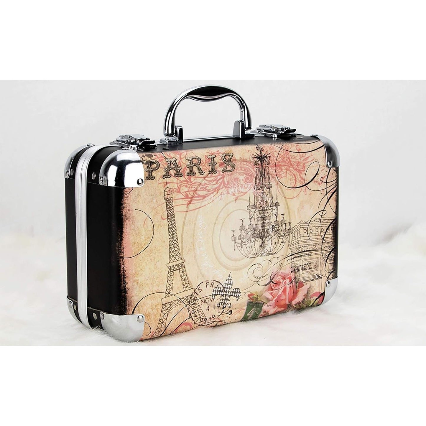 61Pcs Makeup Gift Set with Extendable Trays and Mirror, Paris Theme