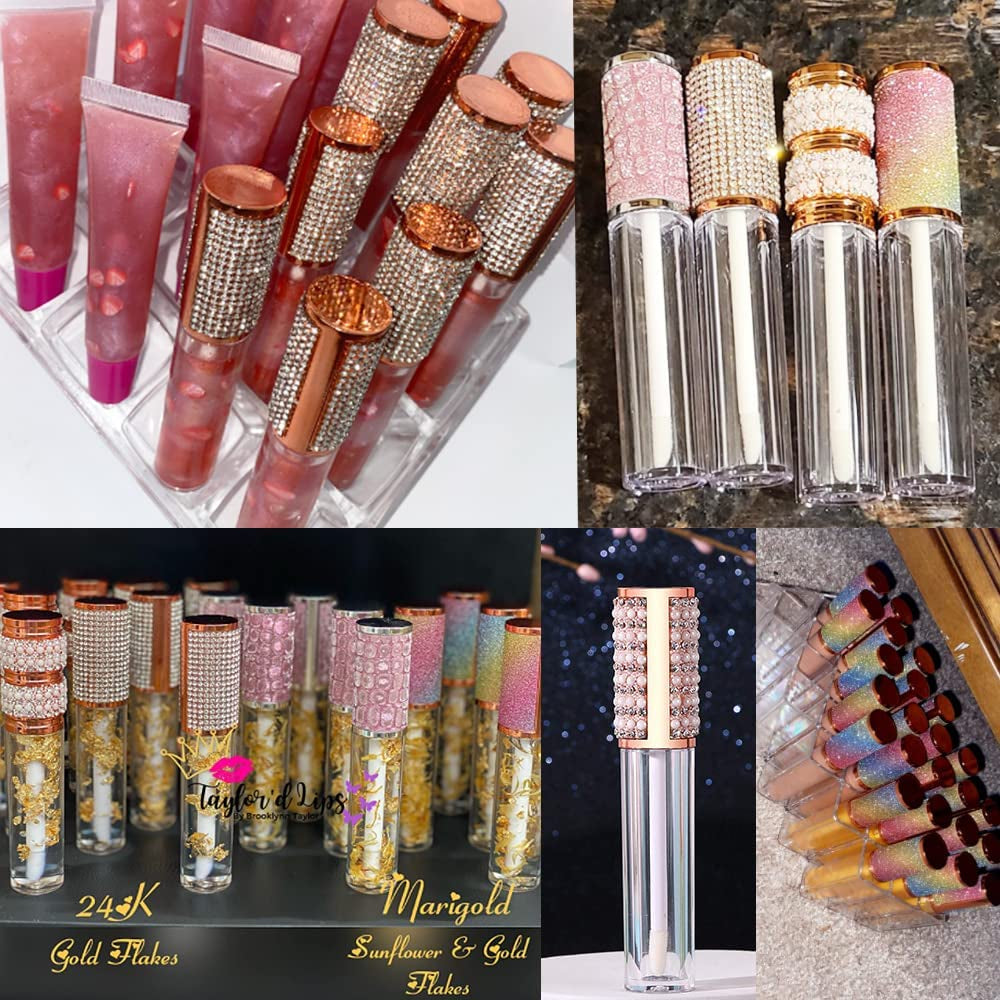 24 Pack 5Ml Lip Gloss Tubes with Wand Pearl Style Lip Gloss Containers Lipgloss Bottles with 2Pcs Syringes + Labels for DIY Lip Gloss