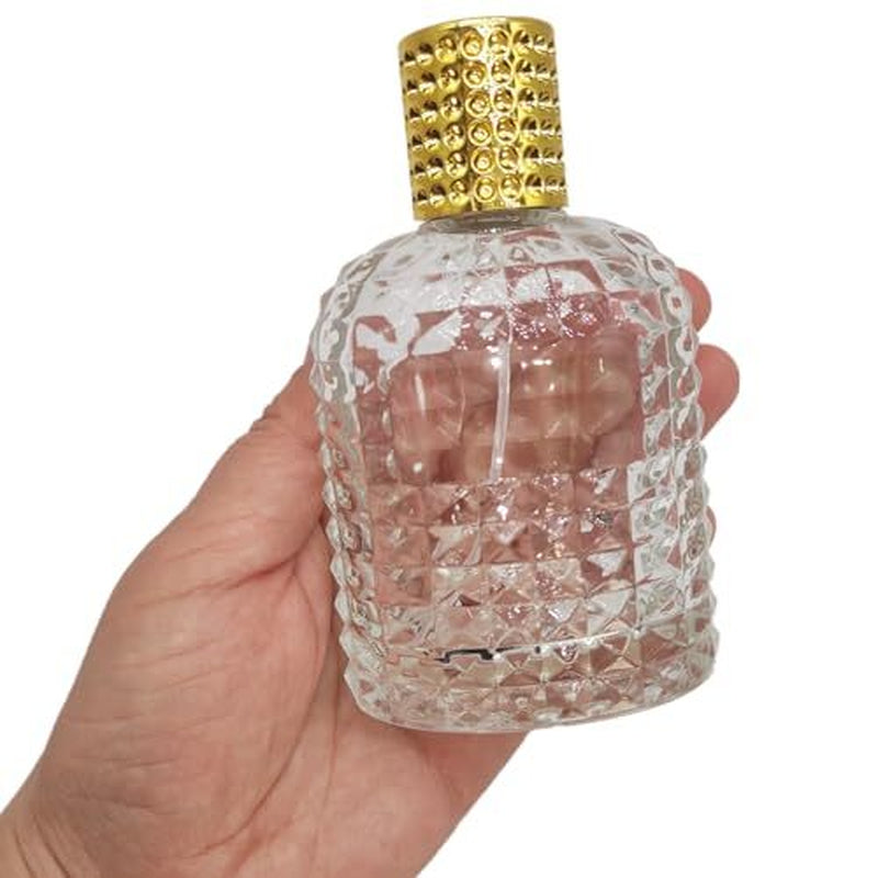 2PCS 100Ml Clear Glass Spray Perfume Refillable Bottle,3.4Oz Empty Elliptic E...
