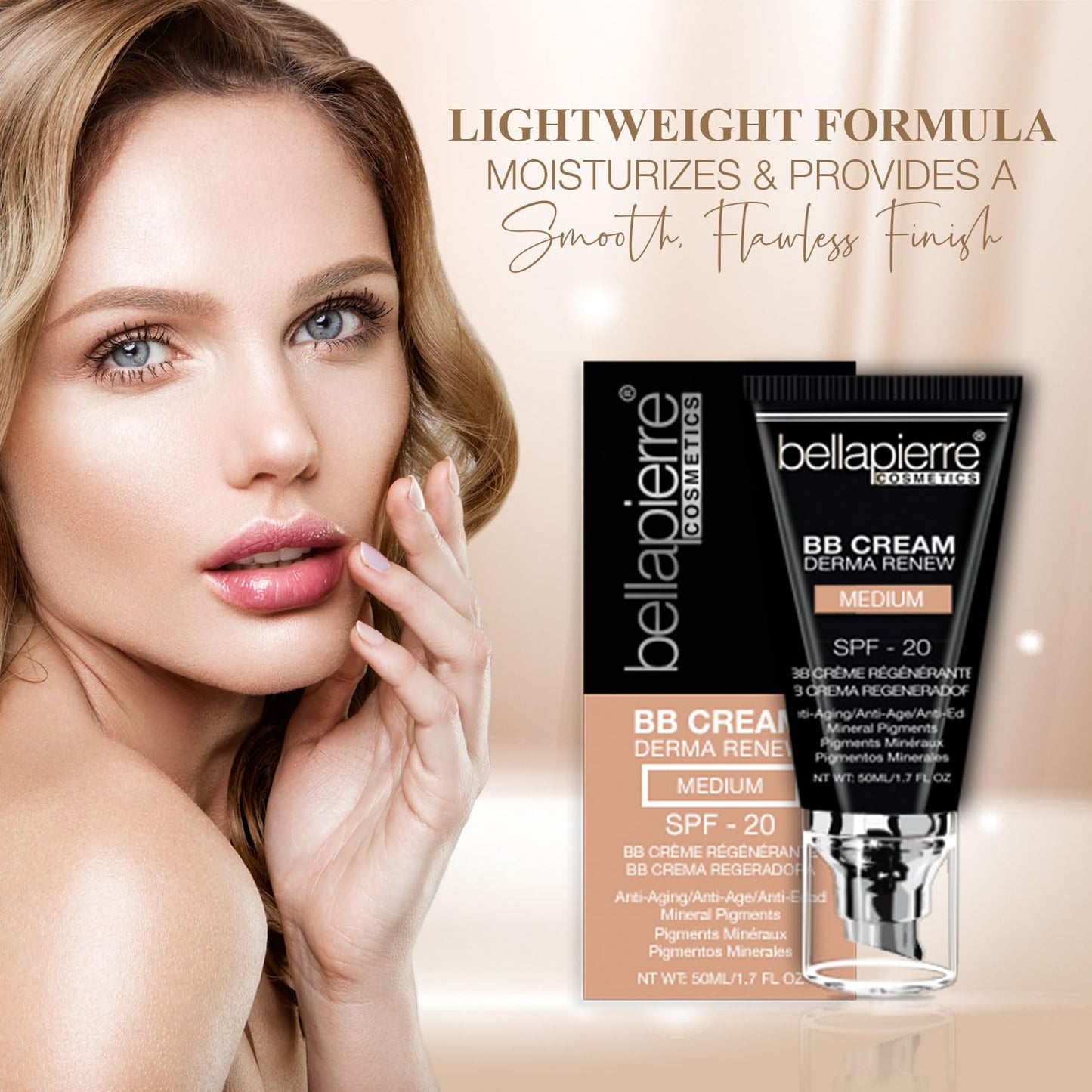 BB Cream with SPF 20 - Tinted Sunscreen, Concealer, Matte Foundation, & Moisturizing Face Cream | Lightweight Formula + Pump Top Applicator | Non-Toxic & Paraben Free | 1.7 Oz - Fair Cool