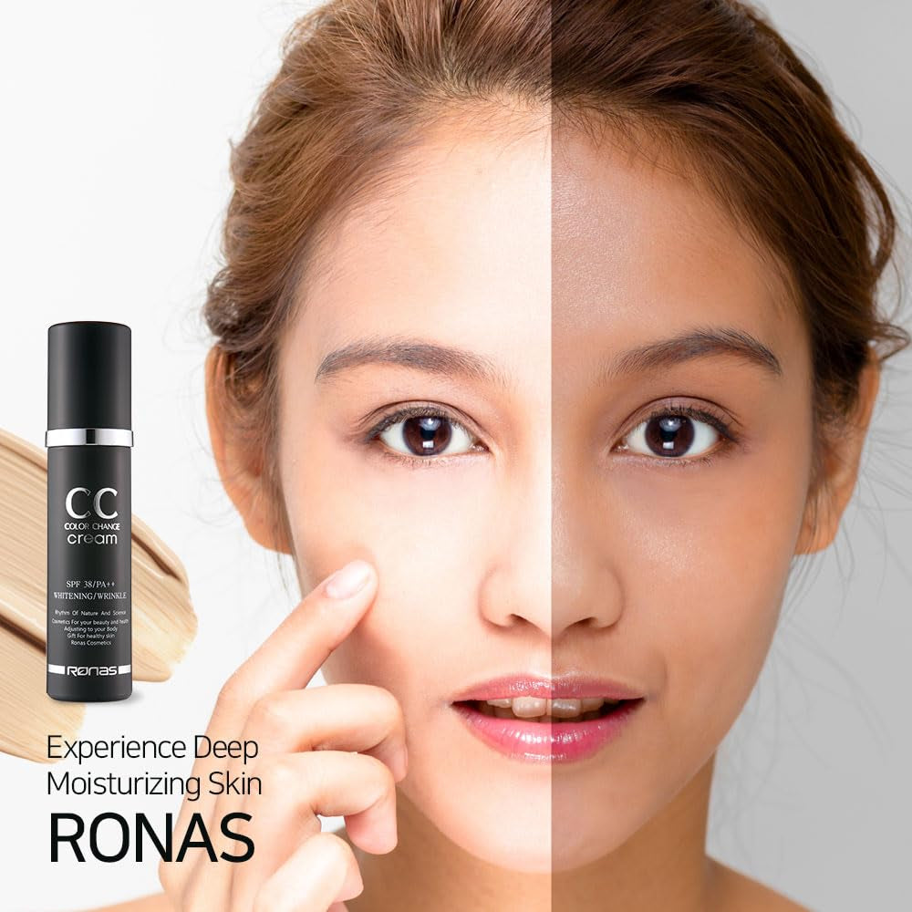 CC Color Change Cream SPF38 PA+++ UV Protection Sunscreen Foundation Makeup Base Korean Aesthetic Cosmetics 1.69 Fl Oz
