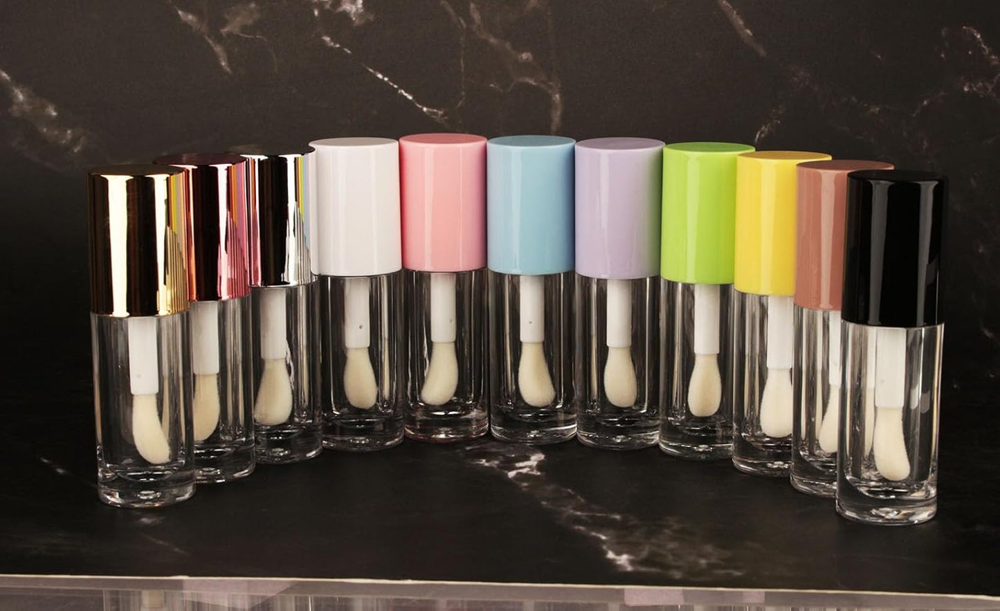 50Pcs Empty round Gold 6Ml Big Doe Foot Wand Lip Gloss Tubes for DIY Lipgloss Lipgloss Tubes Containers with Thick Wand