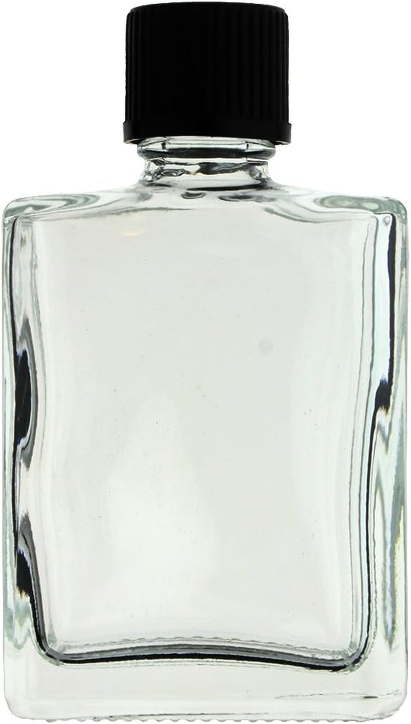 144 Pack 1/2 OZ 15 Ml Rectangular REFILLABLE Clear Glass Bottle with Black Cap (PERFUMES, Oils, Aromatic Blends, Bath and Body)