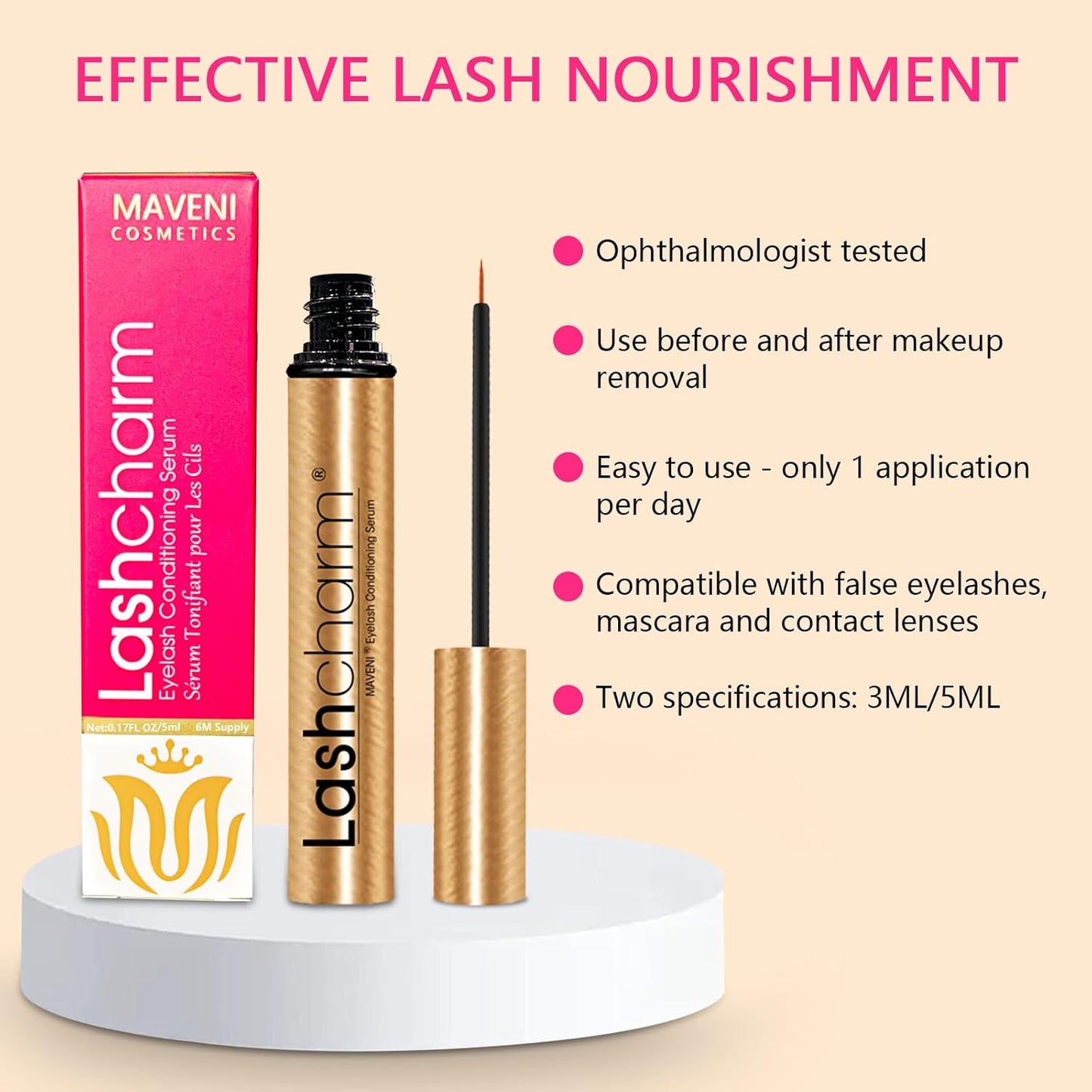 Lash Enhancing Serum, Women'S Advanced Cosmetics, Eyelash Growth Serum, Promote Longer, Fuller, and Denser Eyelashes, Fast and Effective 0.17 Fl Oz