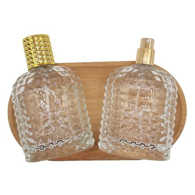 2PCS 100Ml Clear Glass Spray Perfume Refillable Bottle,3.4Oz Empty Elliptic E...