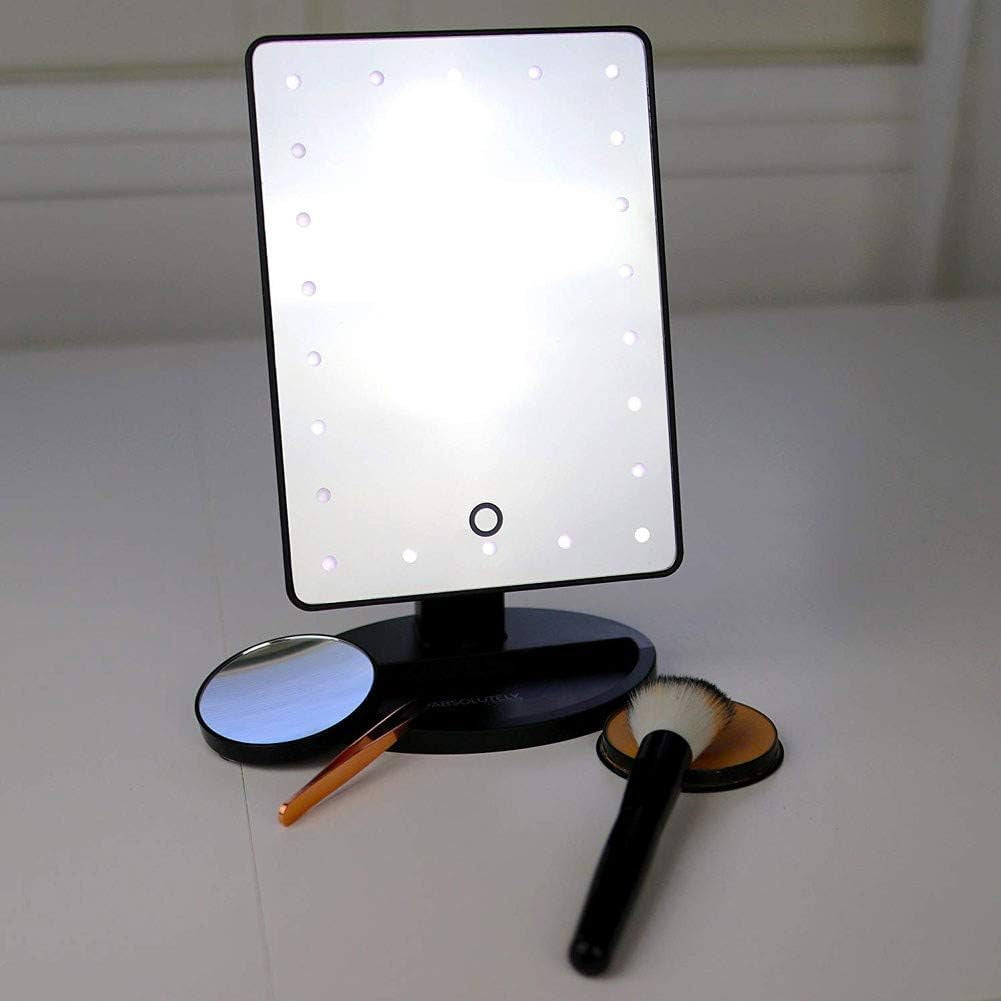 Vanity Mirror Bathroom Vanity Mirrorilluminated Vanity Mirror 10X Magnifying Countertop Cosmetic Makeup Mirror Travel Makeup Mirror LED Makeup Mirror 180°Rotation with Lights Desk Free Standing Po
