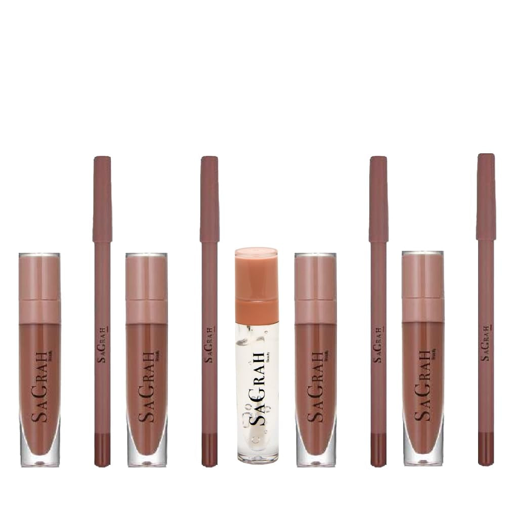 Lip Liner and Lipstick Set - Long Lasting Kit Bundle - Cosmetics Makeup Gift Pack