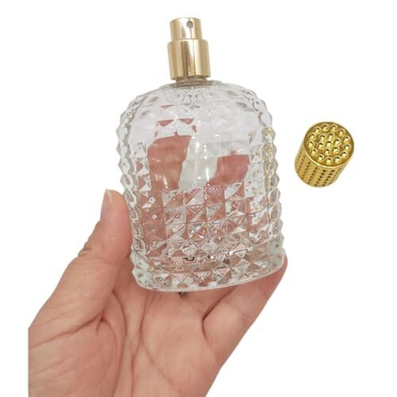 2PCS 100Ml Clear Glass Spray Perfume Refillable Bottle,3.4Oz Empty Elliptic E...