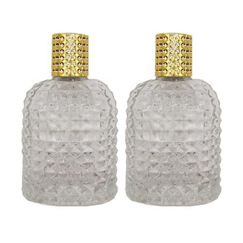 2PCS 100Ml Clear Glass Spray Perfume Refillable Bottle,3.4Oz Empty Elliptic E...