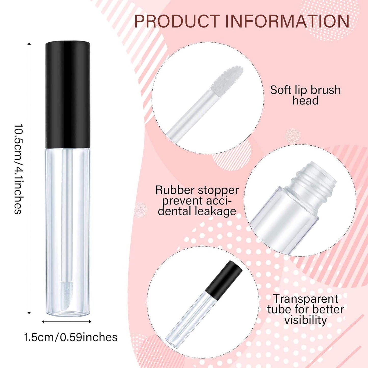 200 Pcs 10 Ml Lip Gloss Tubes Bulk Empty Plastic Lip Gloss Containers Clear Tubes with Wand and Rubber Inserts Refillable Balm Containers Bottles for Travel DIY Makeup