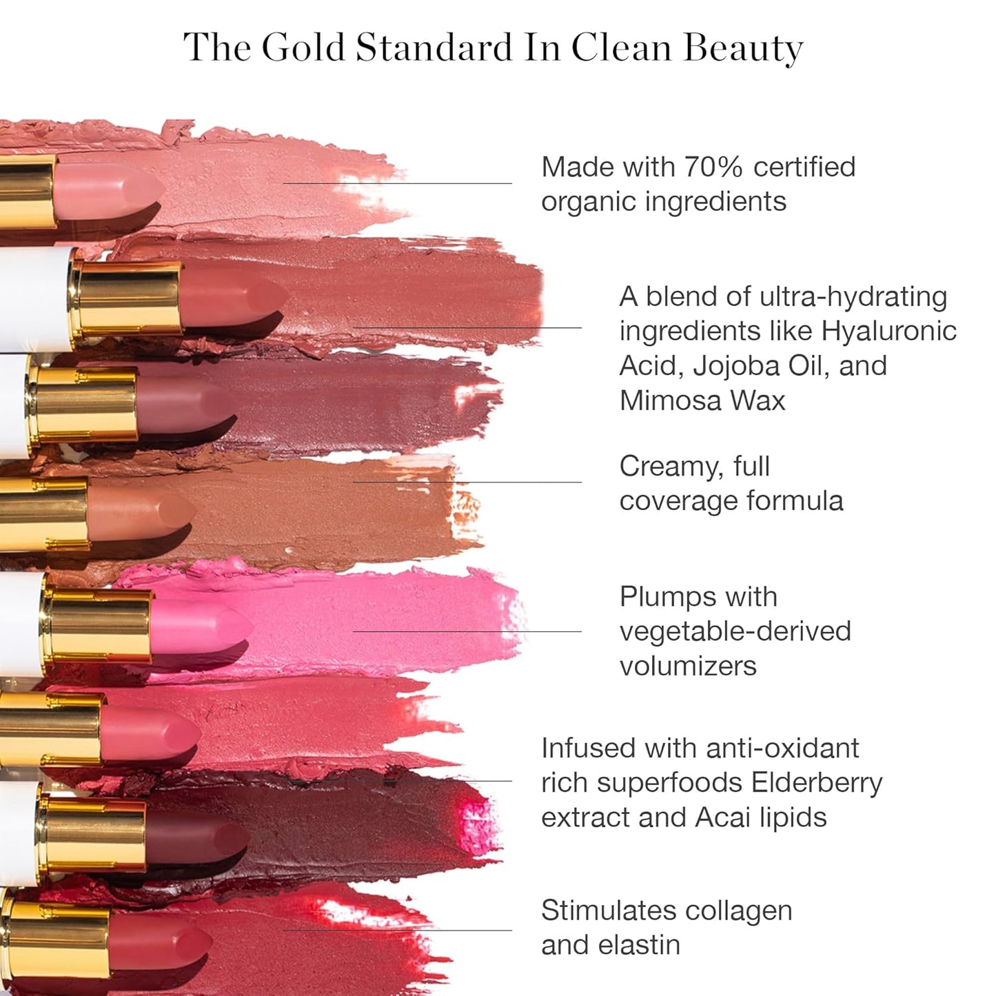 Full Bloom Sculpted Lipstick (Juliette) - Long Lasting Organic Lipstick with Jojoba Oil & Micro Hyaluronic Acid - 70% Organic Ingredients & Made in USA