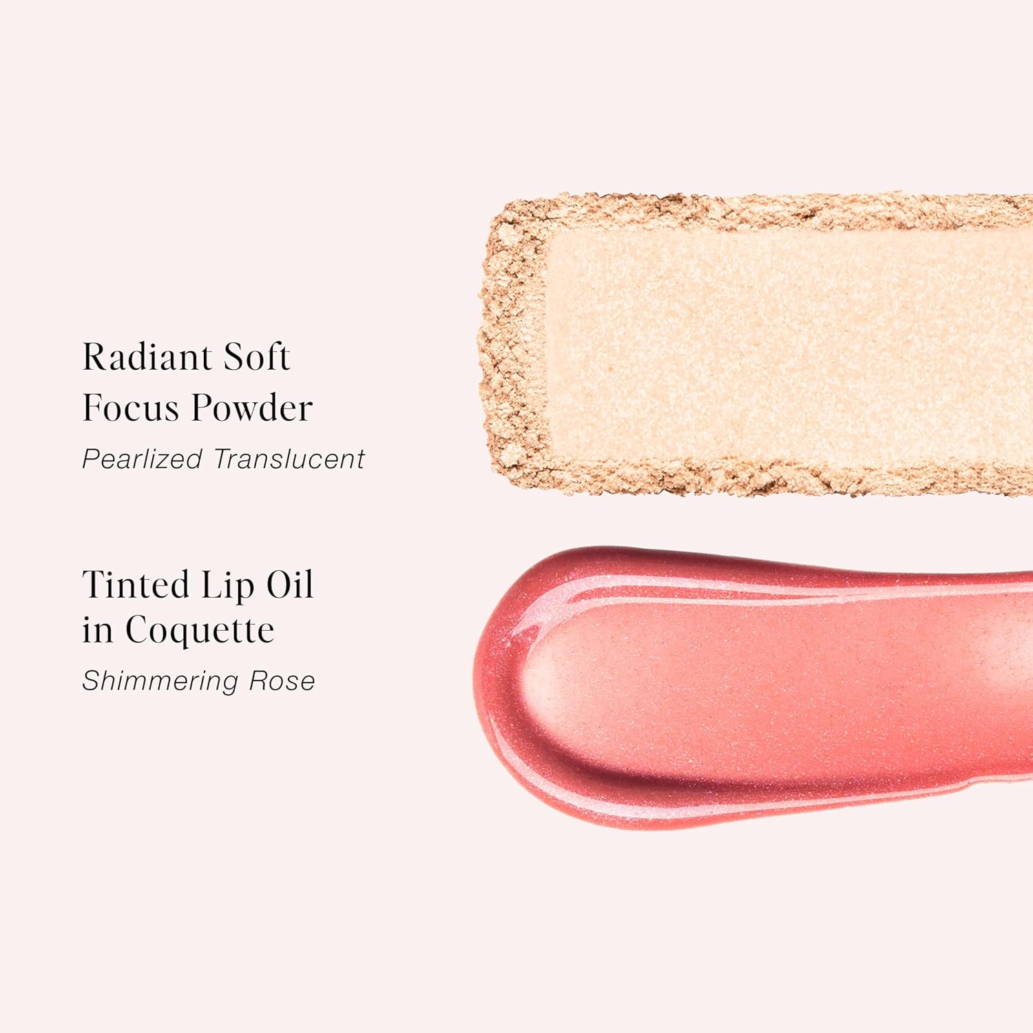 Radiant Rose Face + Lip Set, Translucent Setting Powder & Shimmer Lip Oil - Blurring Powder - Hydrating Lip Oil - Set Face Makeup