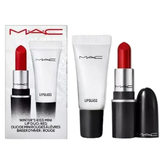 Cosmetics Limited Edition Winter'S Kiss Mini Lip Duo - RED - Mini Retro Matte Lipstick Ruby Woo and Mini Lipglass Clear