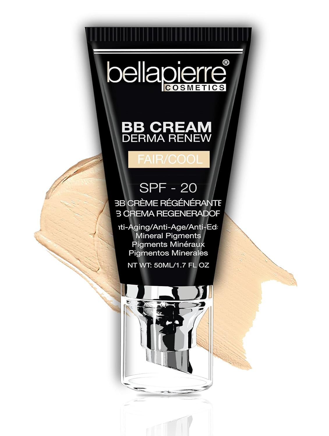 BB Cream with SPF 20 - Tinted Sunscreen, Concealer, Matte Foundation, & Moisturizing Face Cream | Lightweight Formula + Pump Top Applicator | Non-Toxic & Paraben Free | 1.7 Oz - Fair Cool