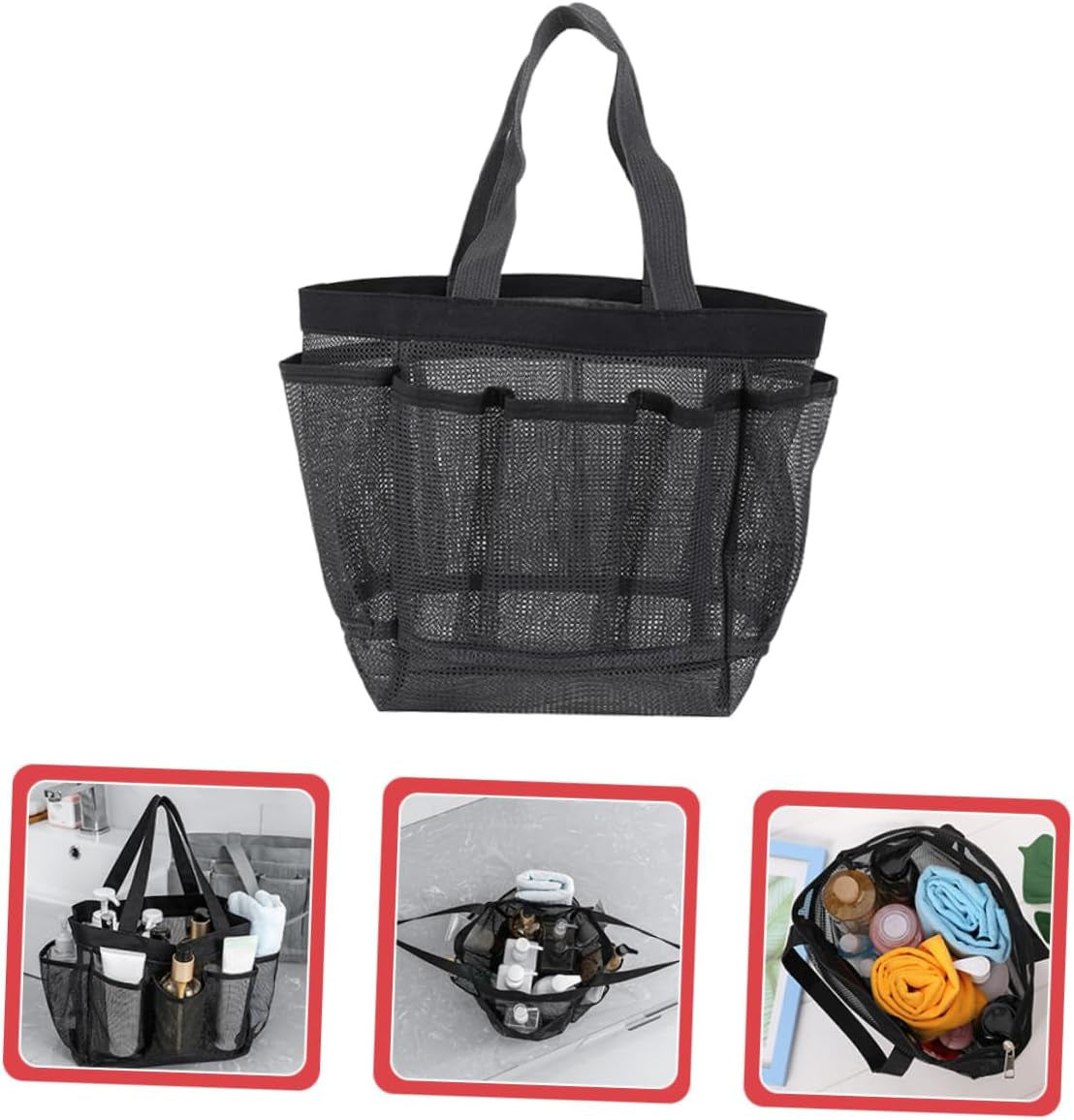 Fishing Gear 5Pcs Storage Mesh Bag Tote Bag Playset Mesh Cosmetic Bag Hanging Bag Beach Sand Bag Organizer Toiletry Bag Multi-Function Makeup Bag Makeup Container Dog Net