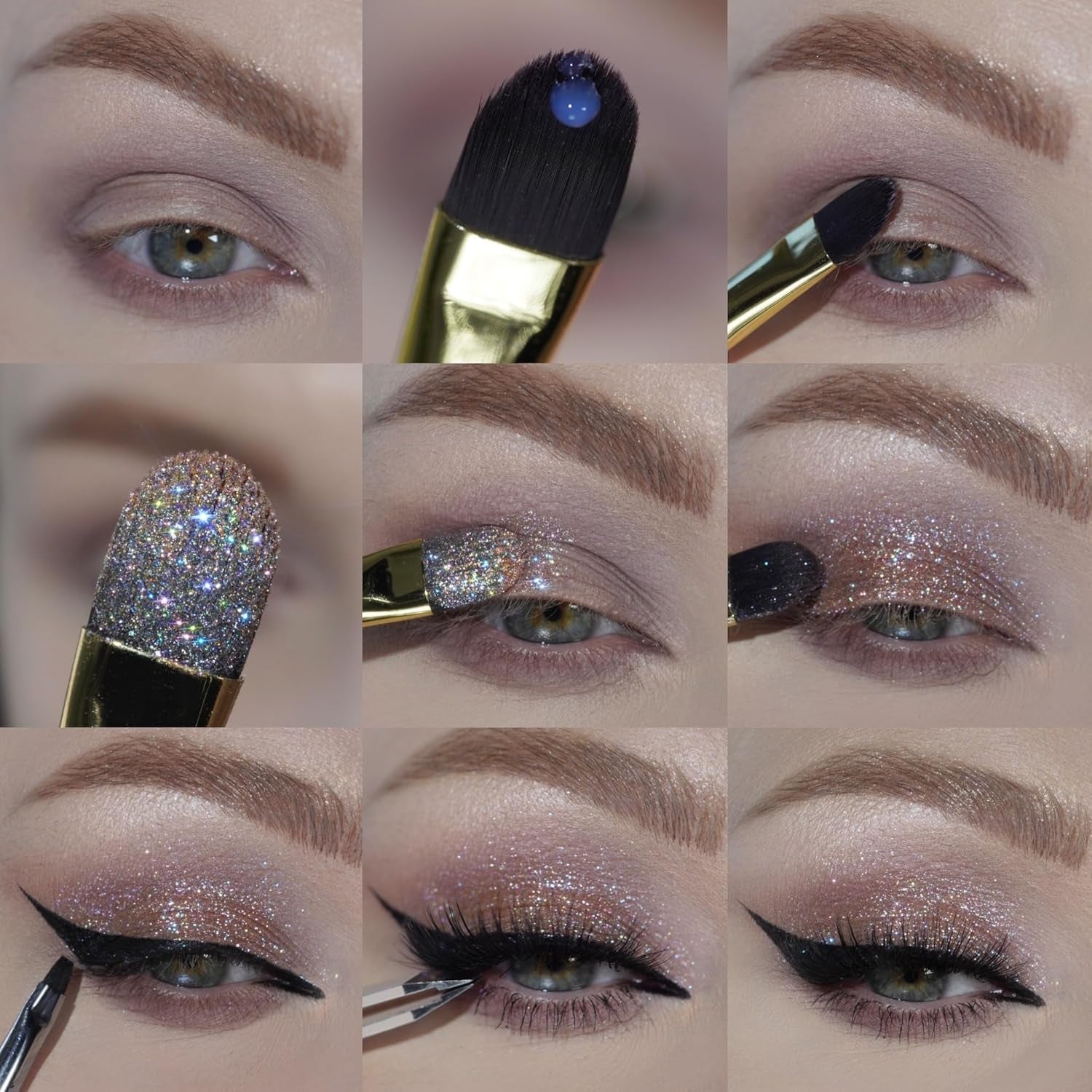 Organic Mineral Loose Eye Shadow, Glitter, Shimmer, Super Radient Beige Shade #13 & Long Lasting Gel Primer Perfect Base for Vibrant and Crease-Free Eye Makeup, Free Silicone Makeup Brush