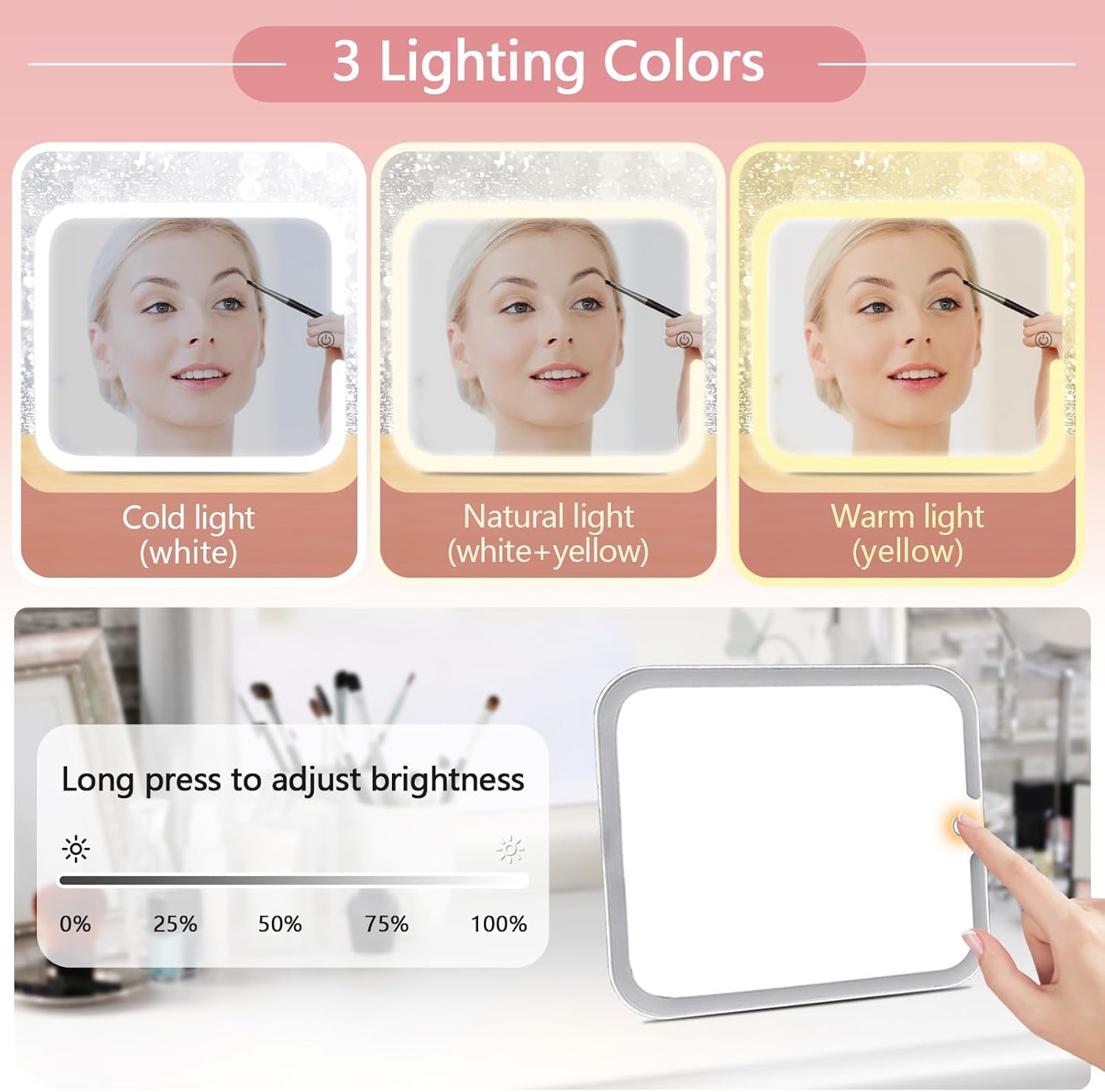 Travel Makeup Bag with LED Mirror, Cosmetic Train Case with Light up Mirror, Portable Makeup Artist Organizer Bag with Adjustable Dividers, Makeup Brush Holder Storage