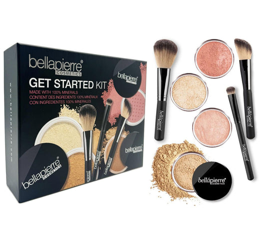 Get Started Kit | Includes 2 Mineral Foundations, 1 Blush, & 1 Bronzer | Mineral Makeup Essentials | Non-Toxic and Paraben Free | Oil and Cruelty Free | Long Lasting Formulas – Medium