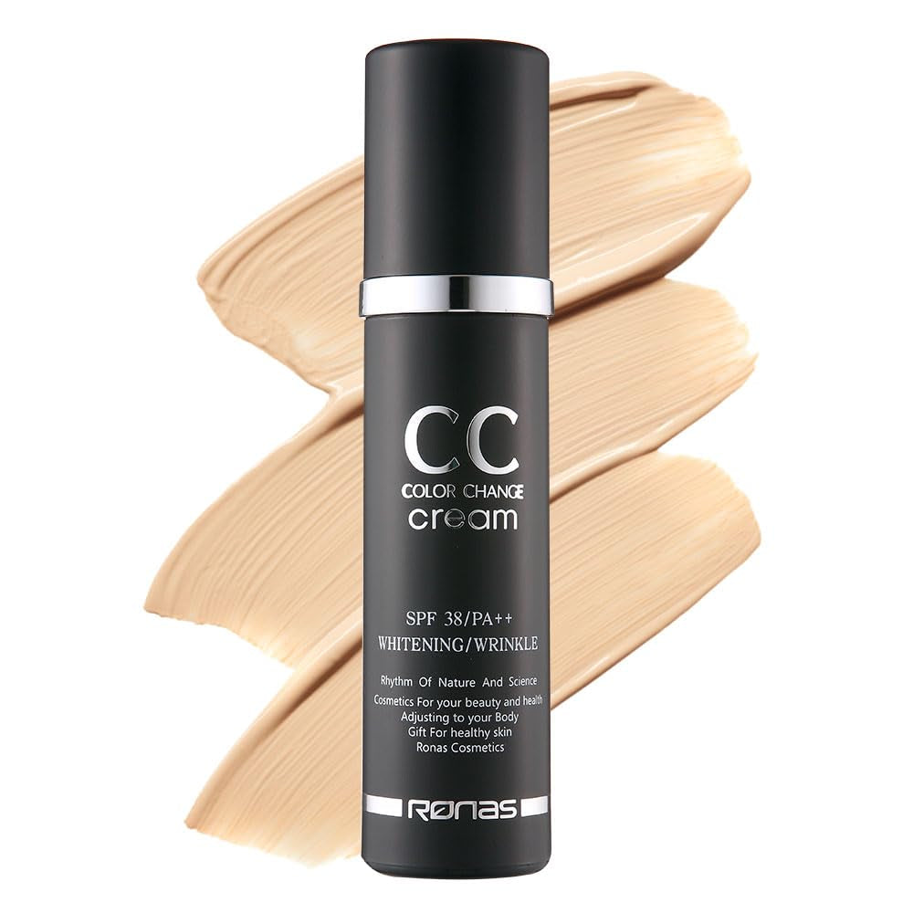 CC Color Change Cream SPF38 PA+++ UV Protection Sunscreen Foundation Makeup Base Korean Aesthetic Cosmetics 1.69 Fl Oz