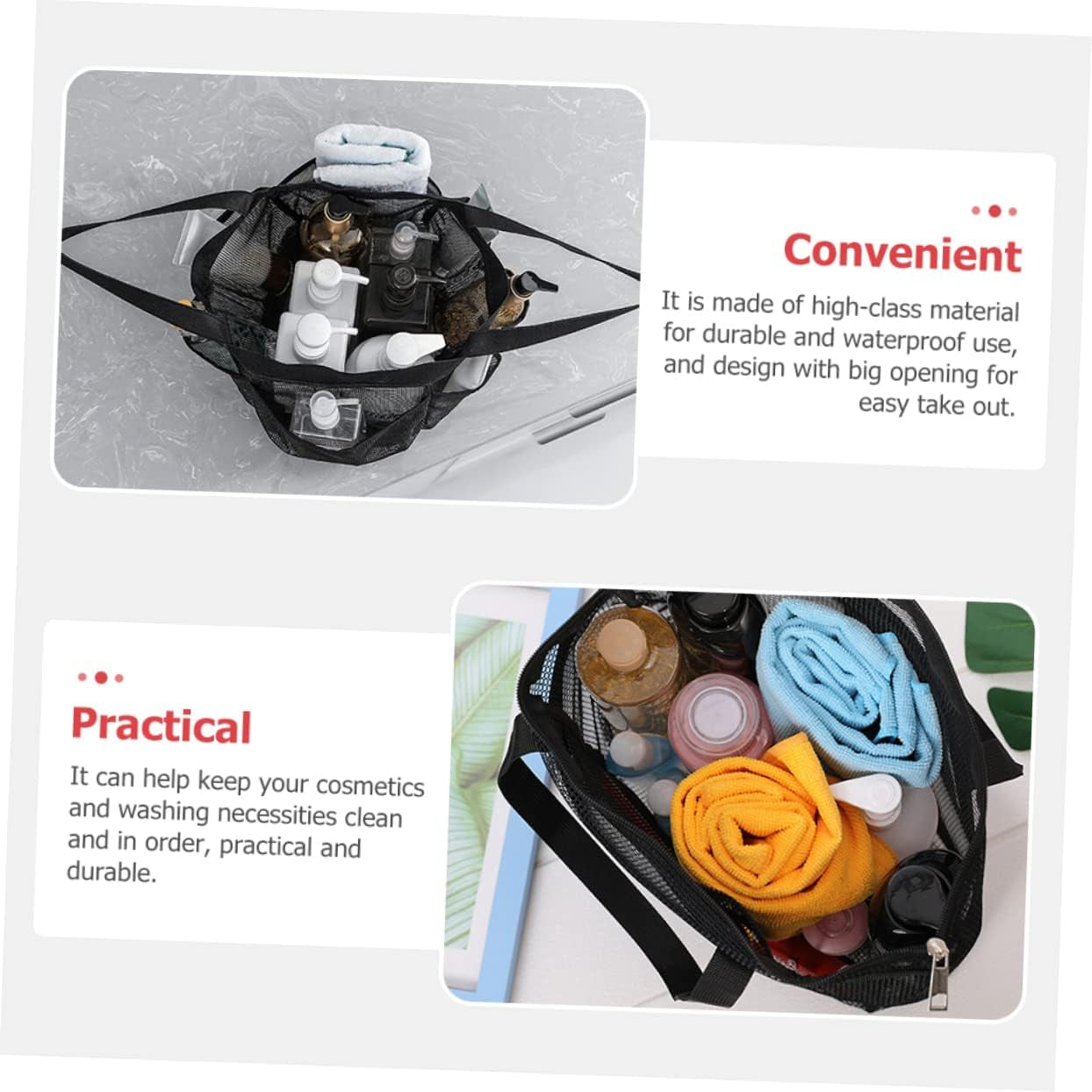 Fishing Gear 5Pcs Storage Mesh Bag Tote Bag Playset Mesh Cosmetic Bag Hanging Bag Beach Sand Bag Organizer Toiletry Bag Multi-Function Makeup Bag Makeup Container Dog Net