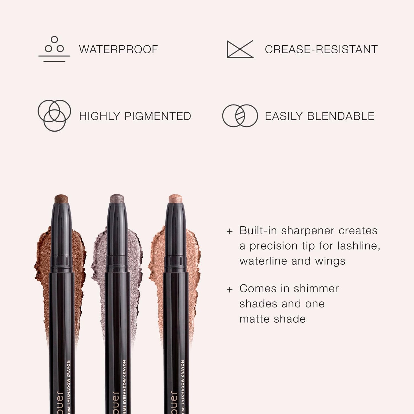 Crème Eyeshadow Trio - Shimmer Cream Eyeshadow Eyeliner Crayon, Dermatologist Tested, Waterproof and Crease Resistant Glitter Eyeshadow