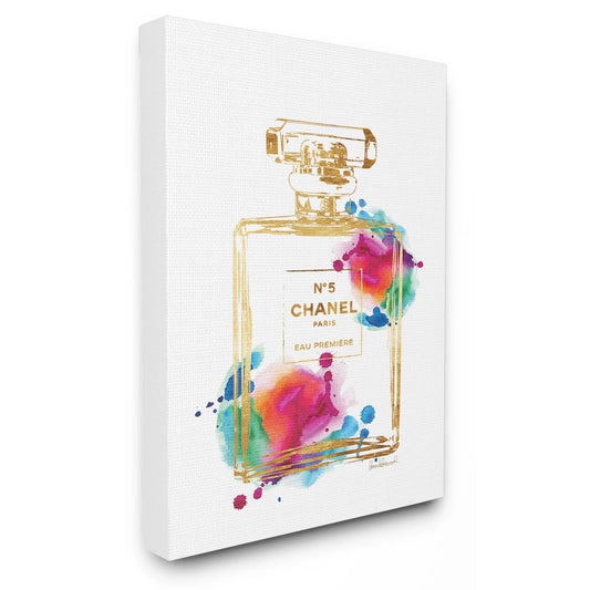 The Stupell Home Decor Collection Fashion Perfume Gold Rainbow Wall Art