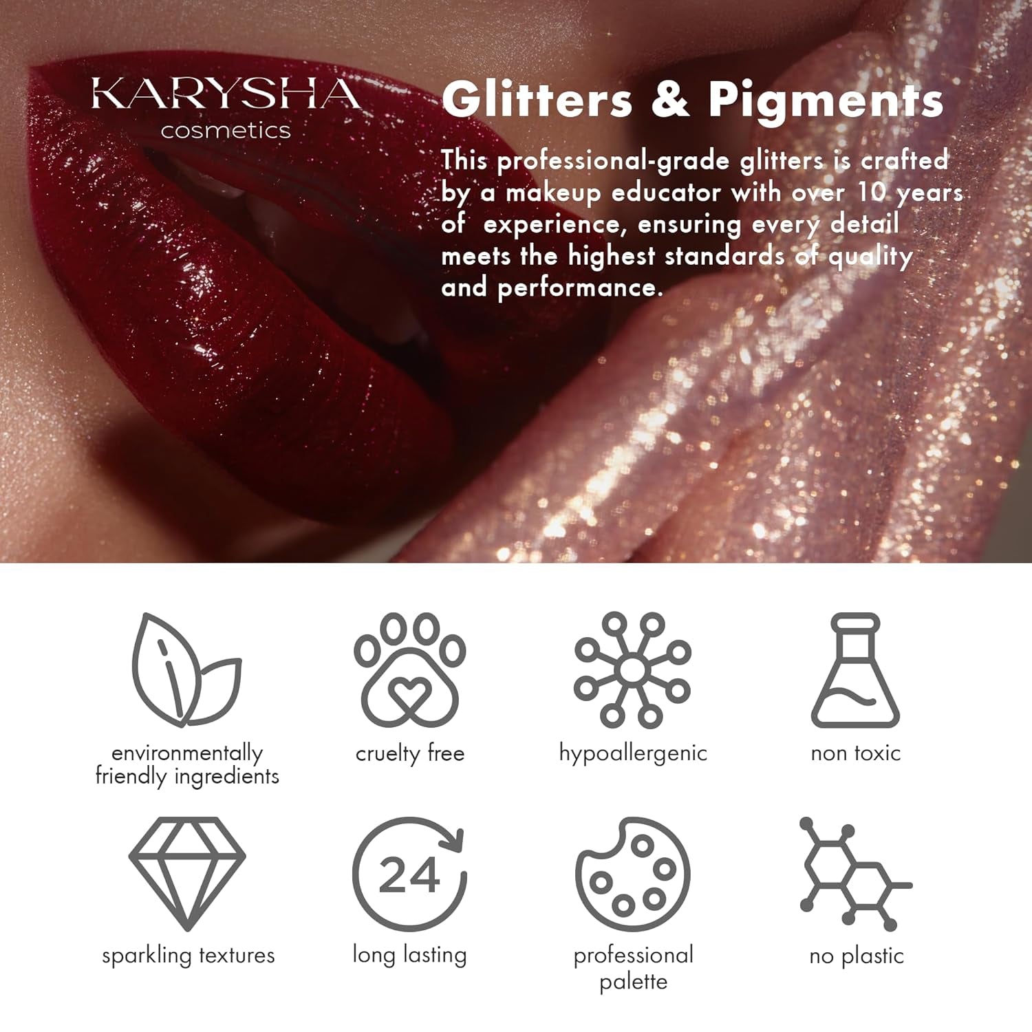 Organic Mineral Loose Eye Shadow, Glitter, Shimmer, Super Radient Beige Shade #13 & Long Lasting Gel Primer Perfect Base for Vibrant and Crease-Free Eye Makeup, Free Silicone Makeup Brush