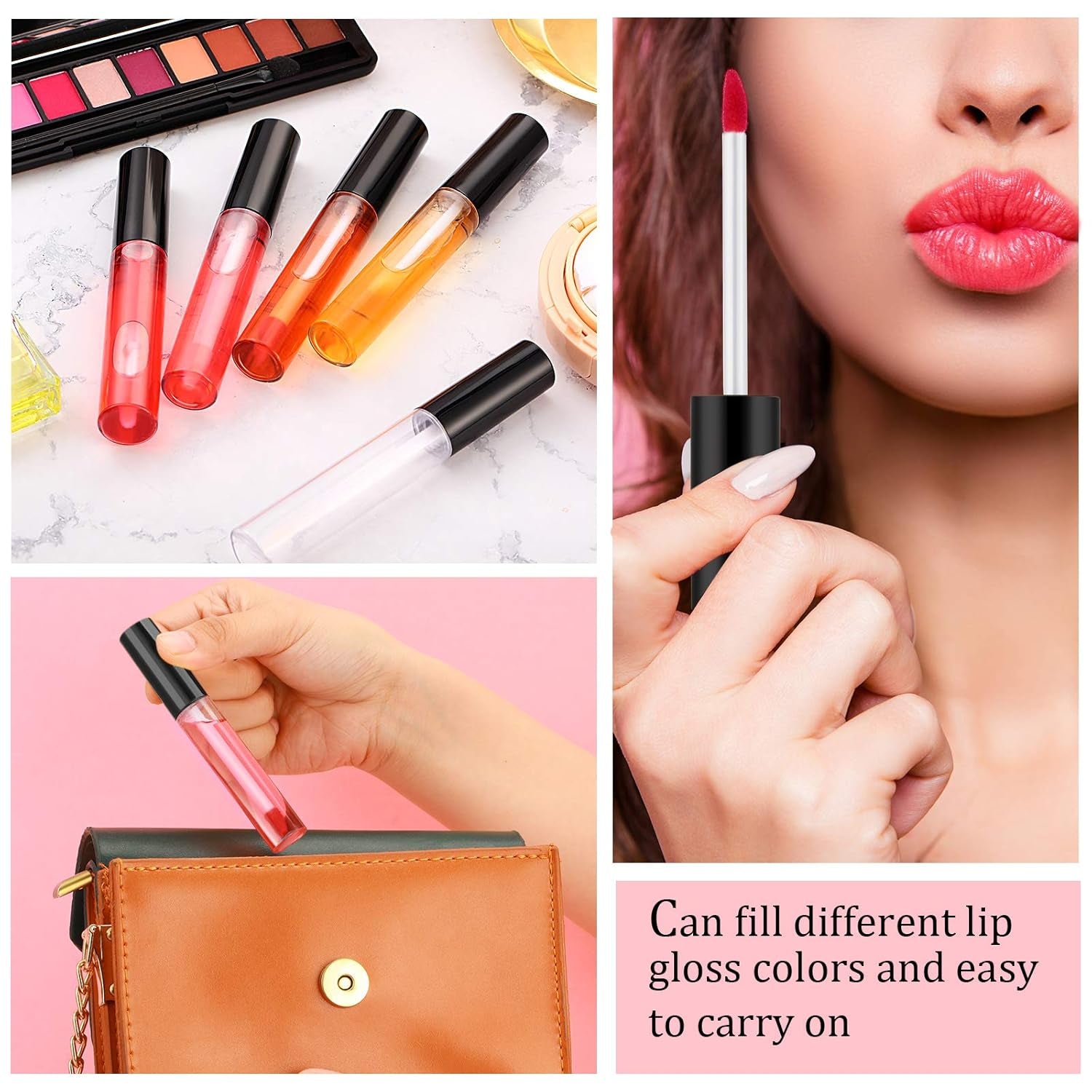 200 Pcs 10 Ml Lip Gloss Tubes Bulk Empty Plastic Lip Gloss Containers Clear Tubes with Wand and Rubber Inserts Refillable Balm Containers Bottles for Travel DIY Makeup
