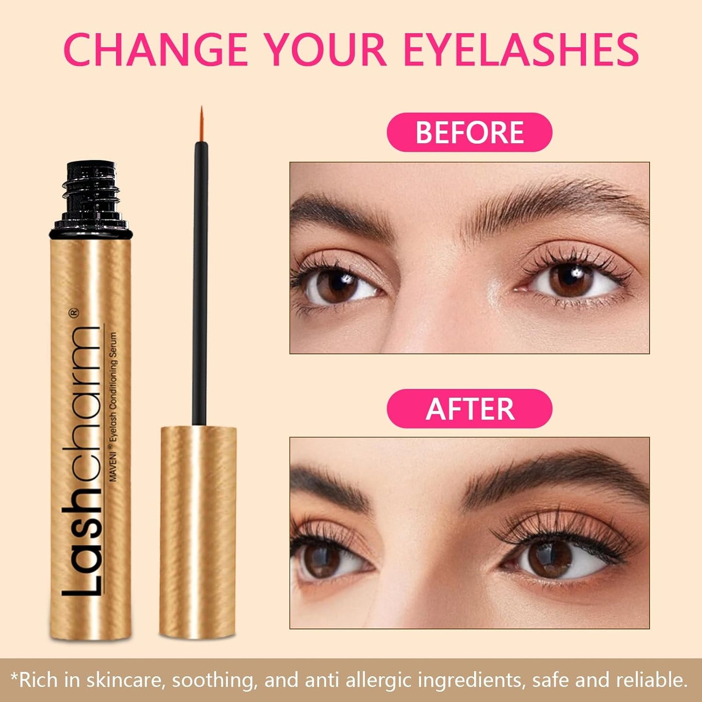 Lash Enhancing Serum, Women'S Advanced Cosmetics, Eyelash Growth Serum, Promote Longer, Fuller, and Denser Eyelashes, Fast and Effective 0.17 Fl Oz