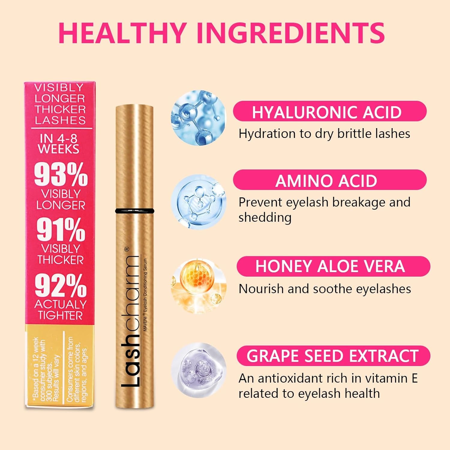 Lash Enhancing Serum, Women'S Advanced Cosmetics, Eyelash Growth Serum, Promote Longer, Fuller, and Denser Eyelashes, Fast and Effective 0.17 Fl Oz