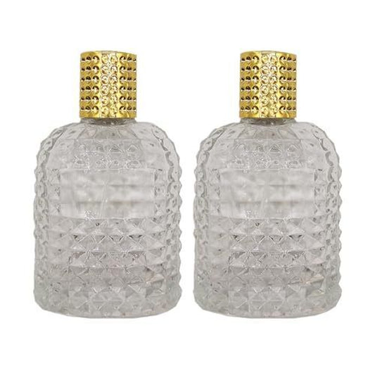 2PCS 100Ml Clear Glass Spray Perfume Refillable Bottle,3.4Oz Empty Elliptic E...
