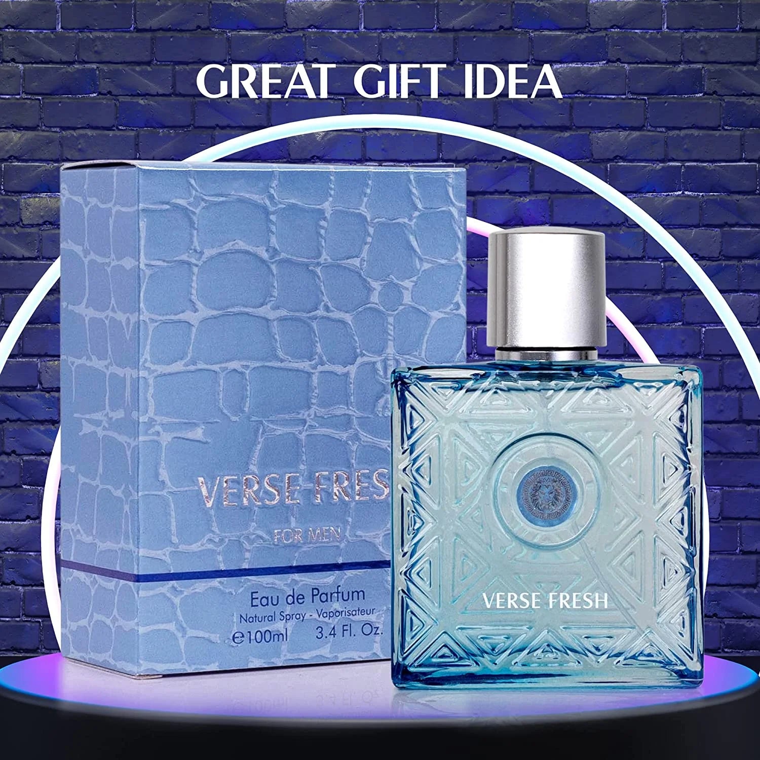 Verse Fresh for Men - 3.4 Fl Oz Eau De Parfum Spray for Men - Long Lasting Citrusy Floral & Woodsy Fragrance Smell Fresh All Day Long Gift for Men for All Occasions